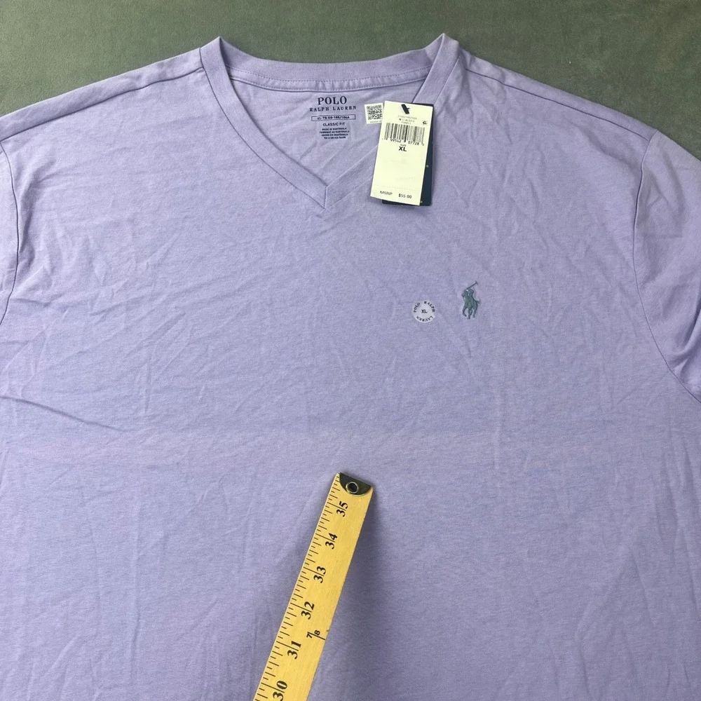 Polo Ralph Lauren V-Neck T-Shirt XL Purple Cotton Classic Fit NWT Flaw MSRP $55
